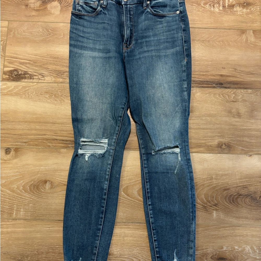 Good American Dark Blue Ripped Skinny Jeans